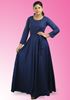 Picture of Round Necked Long Sleeves Flared Maxi Dress with Belt