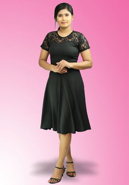 Picture of Short Sleeves Lace Mixed Short Dress