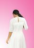 Picture of Round Necked Lace Mixed Three-quarter Sleeves Maxi Dress
