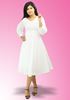 Picture of V-necked Long Puff Sleeves Flared Short Dress