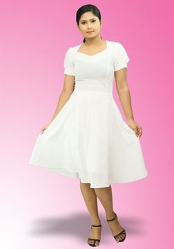 Picture of Sweet Heart Necked Short Puff Sleeves Short Dress