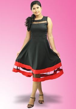 Picture of Sleeveless  Flared Short Frock with Net