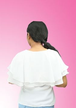 Picture of Double Frilled V-necked Short Blouse with Belt