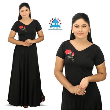 Picture of Black maxi dress with rose flower
