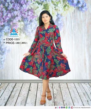 Picture of Floral Designed Long Sleeves Short Dress