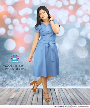 Picture of V-necked Collared  Short Dress with Short Sleeves