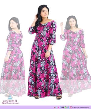 Picture of Flared Maxi Dress with Three Quarter Sleeves