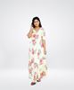 Picture of Printed Designed Front Knotted Flared Maxi Dress with Puff Sleeves