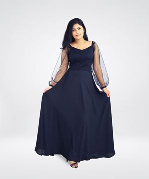 Picture of Long Net Sleeves Party Maxi Dress