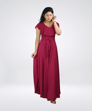 Picture of Off shoulder georgette maxi dress with frill