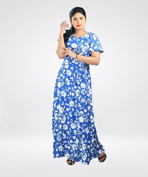 Picture of Floral Designed Short Sleeve Maxi Dress