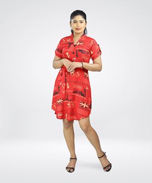 Picture of Short sleeve Buttoned up Top Dress