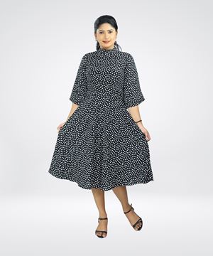 Picture of High Necked Printed Midi Dress