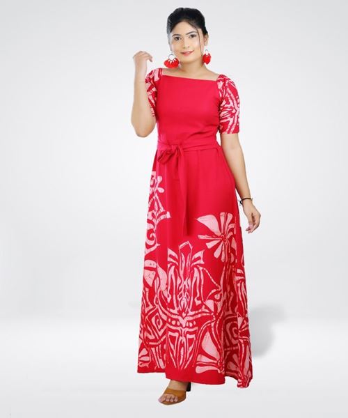 Picture of Puff sleeves off shoulder maxi dress