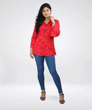 Picture of Front Buttoned Printed Long Sleeve Top