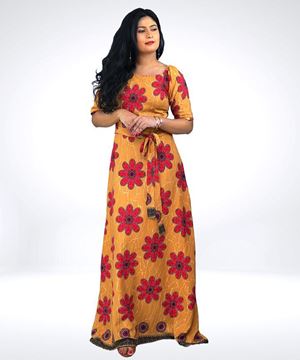 Picture of Linen Floral maxi dresses