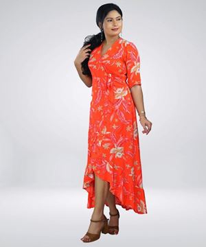 Picture of Three Quarter Sleeve Floral Maxi Dress