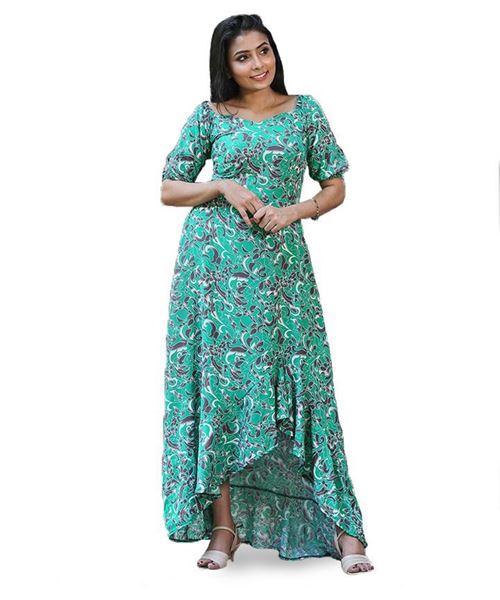 Picture of Baloon Sleeve Printed Maxi Dress