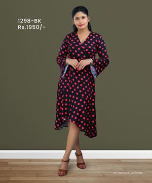 Picture of Side Knot Short Dress With Bell Sleeves