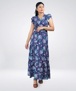 Picture of Printed Maxi Dress with Frilled Sleeves