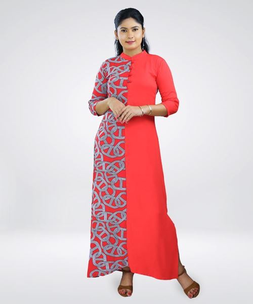 Picture of High Necked Printed Maxi Dress