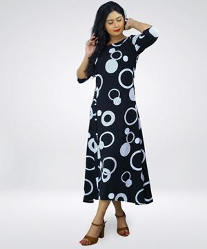 Picture of Three Quarter Sleeve Printed Midi Dress