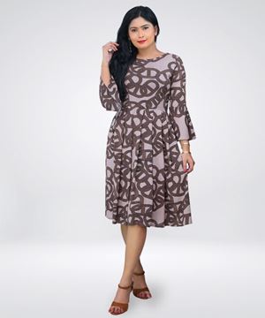 Picture of Flared Short Dress with Bell Sleeves