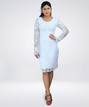 Picture of Round Necked Full Laced Dress With Long Sleeves