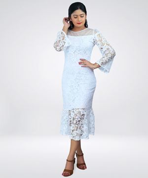 Picture of Full Laced Long Sleeve Midi Dress