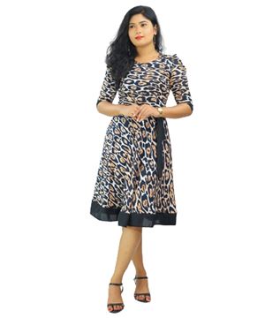 Picture of Round Necked Tiger Color Short Frock with Belt