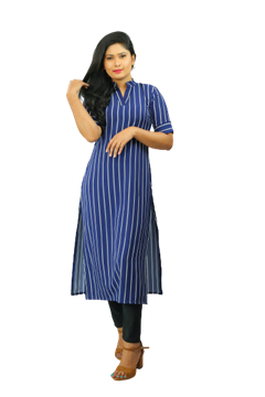 Picture of V-necked Collared long kurtha Top