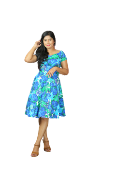 Picture of Flower design short frock with belt