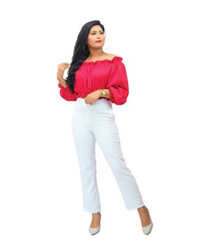 Picture of Long Sleeves  off Shoulder Georgette Top