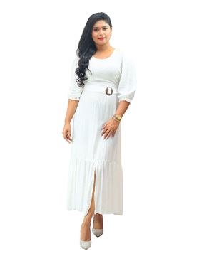 Picture of Three Quarter Sleeves Long Maxi Dress With belt