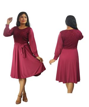 Picture of Round neck  Long  Sleeves New  Short Frock with Belt