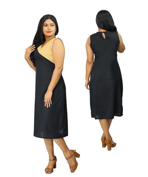 Picture of Sleeveless  Three Quarter Dress With Side Pockets