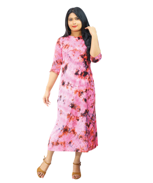 Picture of Three Quarter Sleeves  A- Line  Dress