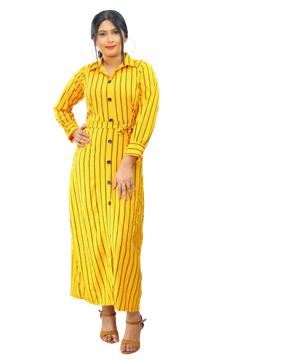 Picture of Long  Sleeves  Maxi Dress with Belt