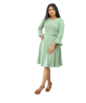 Picture of Round Neck Three Quarter Sleeves Short Frock