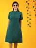 Picture of Three Quarter Sleeves Front open Linen Short Dress