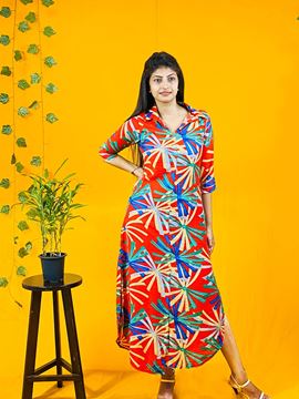Picture of Three Quarter Sleeves A-Line Maxi Dress