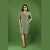 Picture of Three Quarter Sleeves A Line Linen  Short Dress