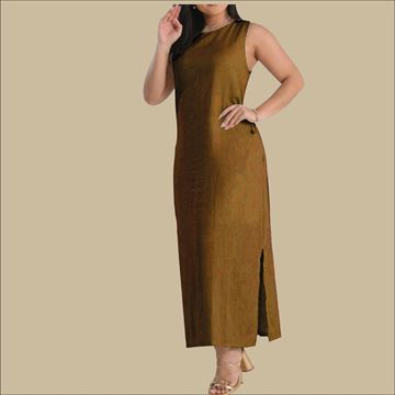 Picture of Round Neck Sleeveless A Line Long frock