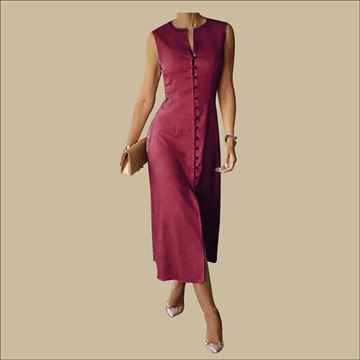 Picture of Full Open Round Neck Sleeveless A Line Long frock